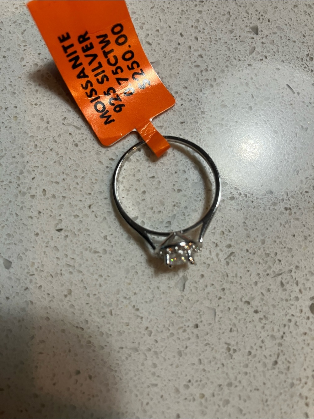 Sterling Silver and Moissanite 3/4 carat Halo Ring with Clear Sparkle - Picture 3 of 5